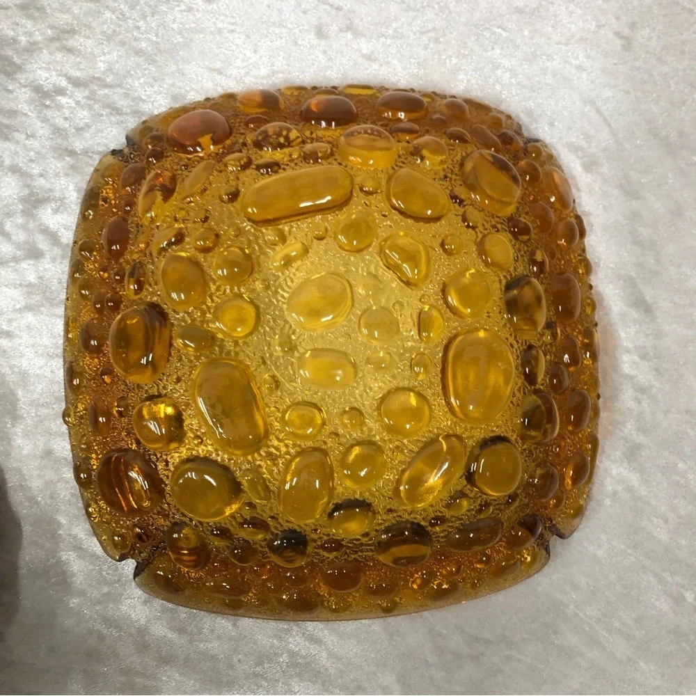 Vintage set of 2 Ashtrays bubble pebble art glass design